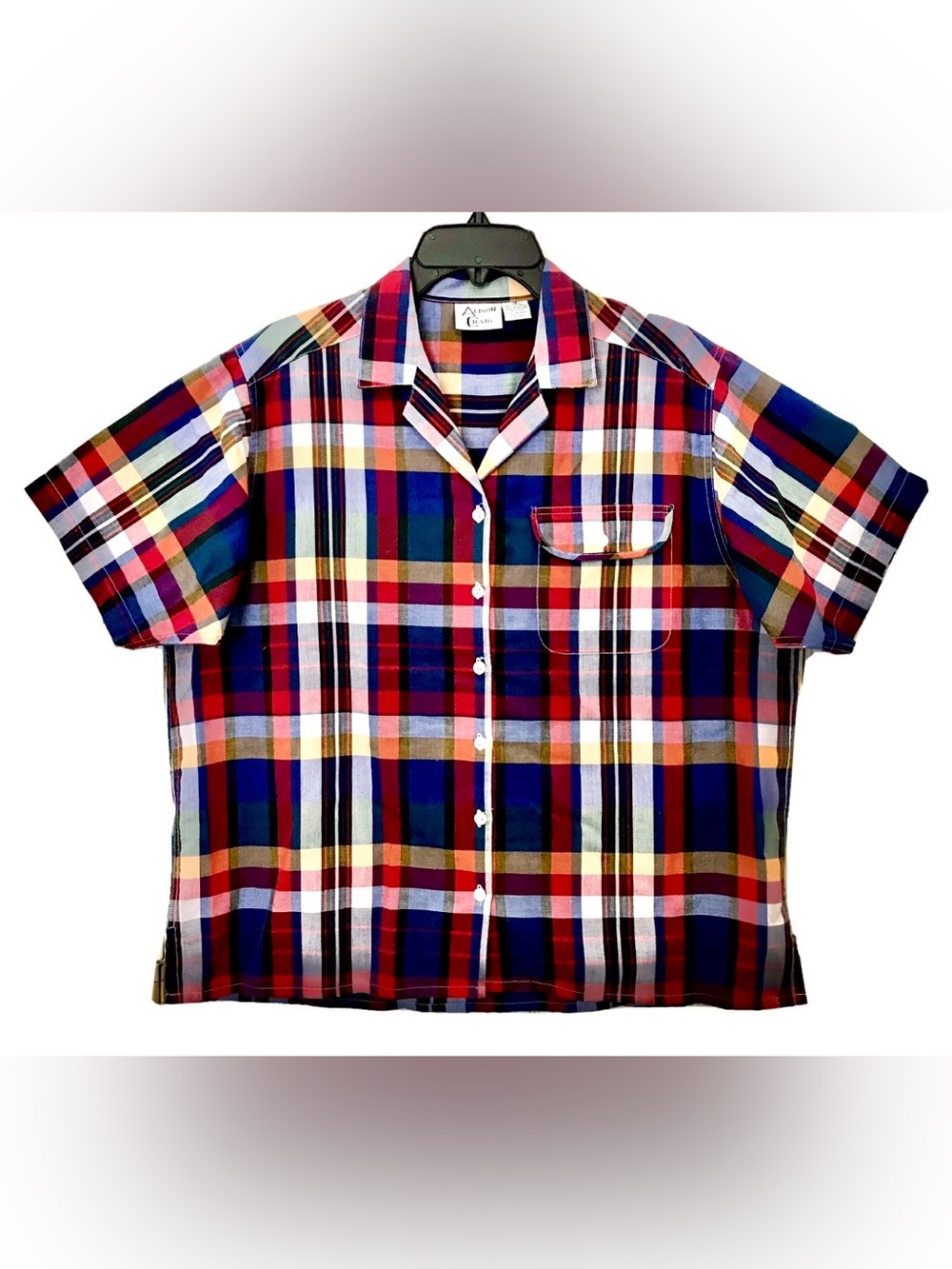 Alison Craig Vintage 1990’s Womens Size 16 Plaid Button Up Short Sleeve Shirt